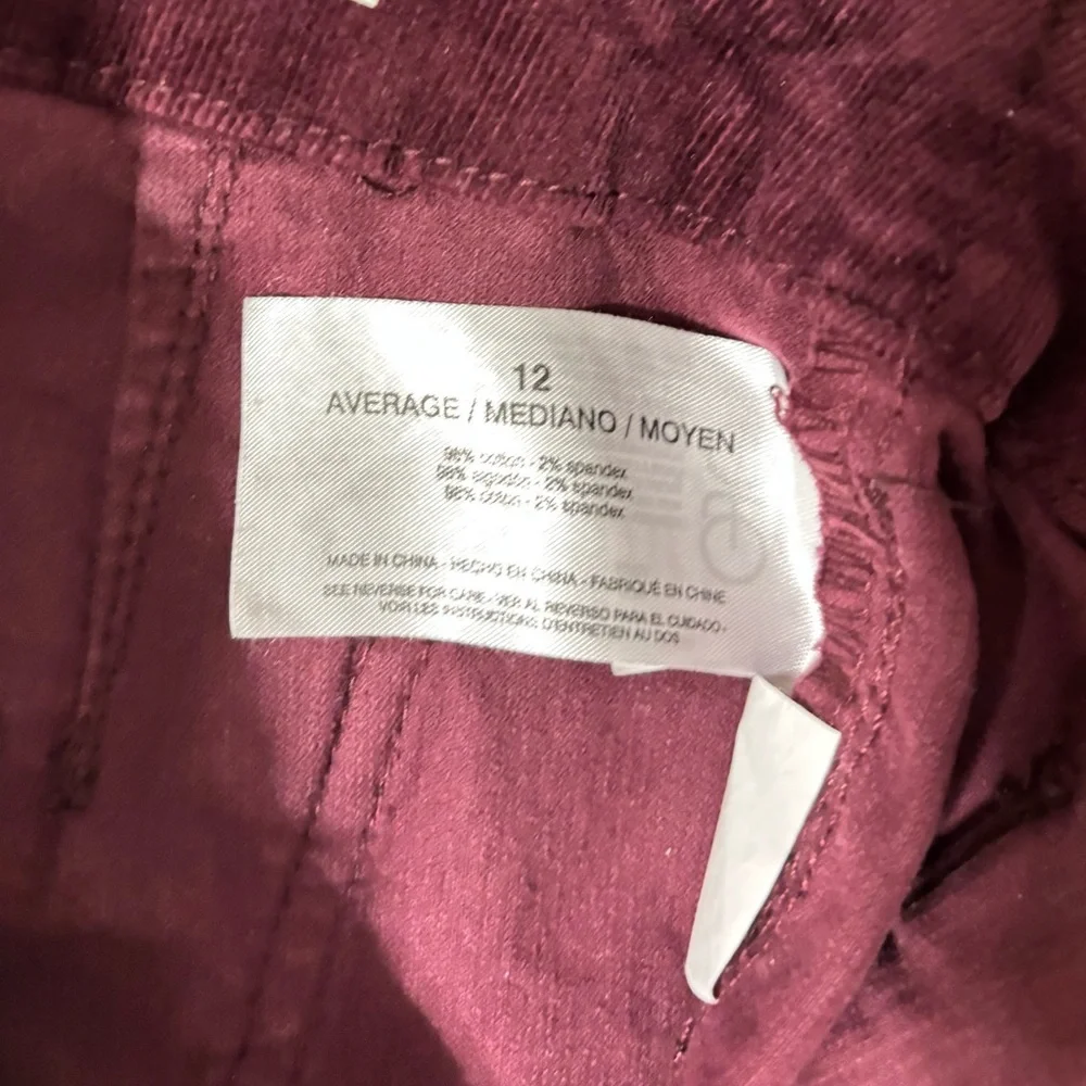 Code Bleu Maroon Corduroy Trousers Like New Size 12 Wide Leg Cropped - Picture 5 of 5